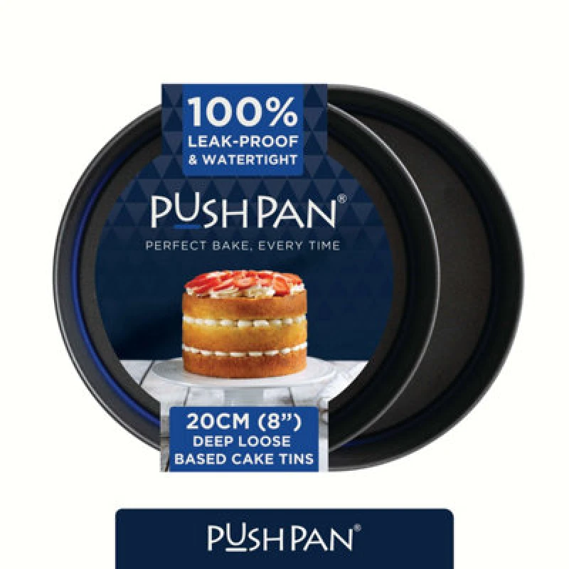 Image of Wham Pushpan Set Of 2 X 8" Deep Cake Tins Grey/pewter