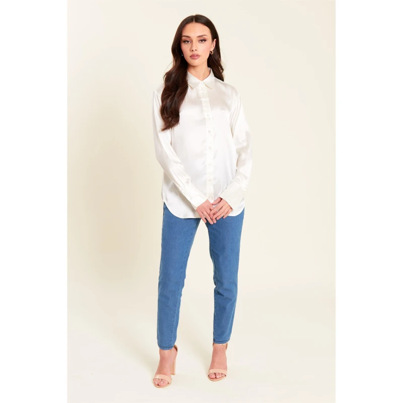 Image of Be You Satin Shirt - Beige Beige 8