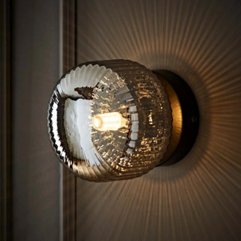 Image of ValueLights ValueLights Calpe Small Ribbed Glass Flush Ceiling Wall Light in Black One Size Unisex 5016529274759