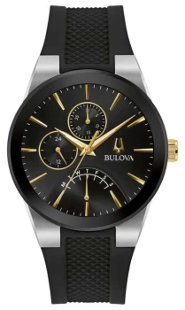 Image of Bulova Mens Futuro Black Dial Black Rubber Strap Watch