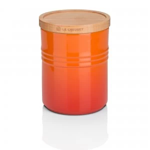 Image of Le Creuset Medium Storage Jar with Wood Lid Volcanic