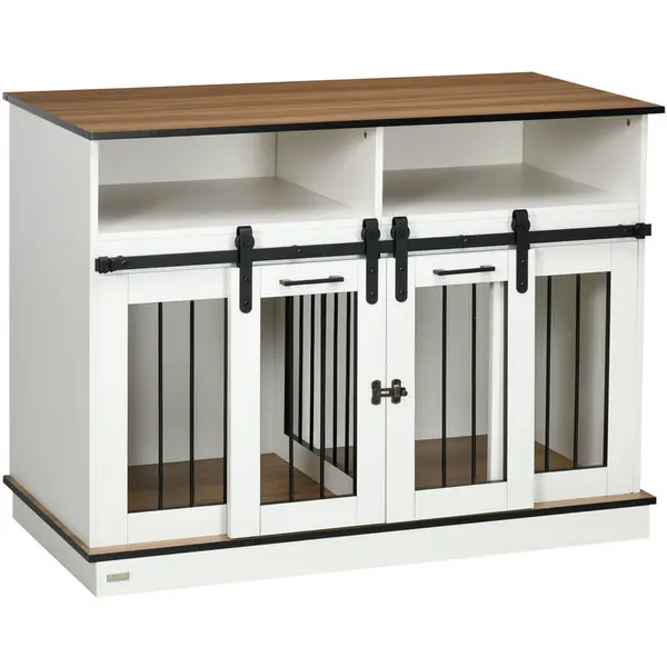 Image of PawHut Dog Crate Furniture for Small and Large Dogs with Movable Divider, White - White - Pawhut 5056725322779