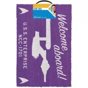 Image of Star Trek Welcome Aboard Door Mat (One Size) (Purple) - Purple