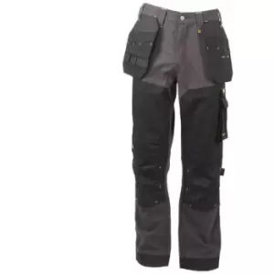 Image of DEWALT Mens Memphis Stretch Slim Work Trousers (34R) (Black) - Black