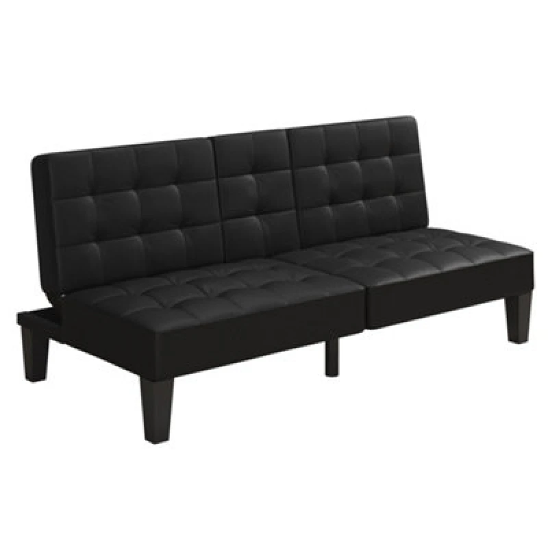 Image of Dorel Adalynn Convertible Futon Black Faux Leather, Black 2288009QEUK