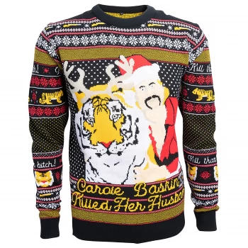 Image of That B*tch Carole Baskin Christmas Jumper - Navy - S