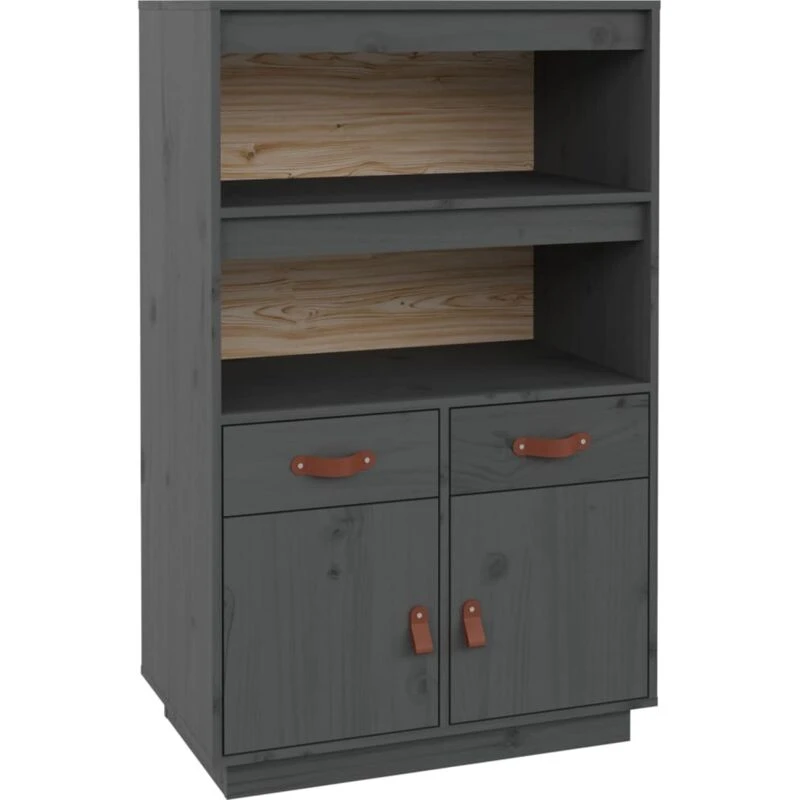 Image of Vidaxl Highboard Grey 67X40X108.5cm Solid Wood Pine, Grey 820159