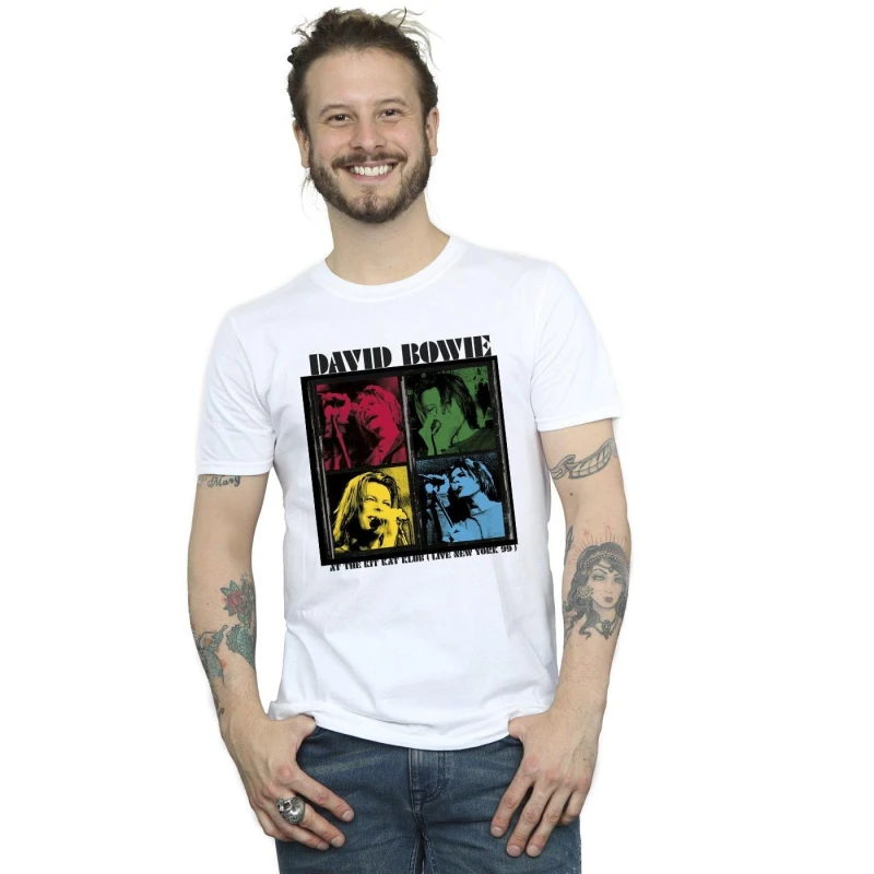 Image of David Bowie David Bowie Men At The Kit Kat Club Pop Art T-Shirt in White Size: Small White S Male 5057864895360