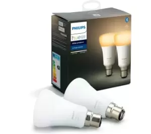 Image of PHILIPS HUE White Ambiance Bluetooth LED Bulb - B22, 800 Lumens, Twin Pack, White