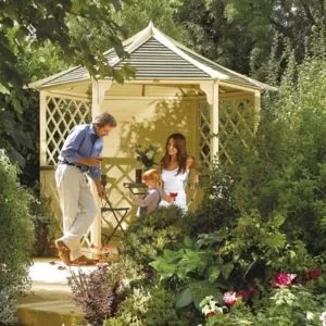 Image of Rowlinson Gainsborough Natural Hexagonal Gazebo, (W)3M (D)2.6M