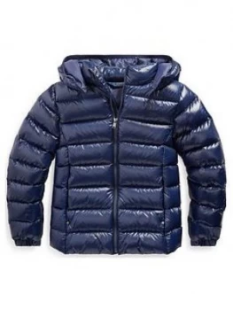 Image of Ralph Lauren Girls Hooded Down Jacket - Navy