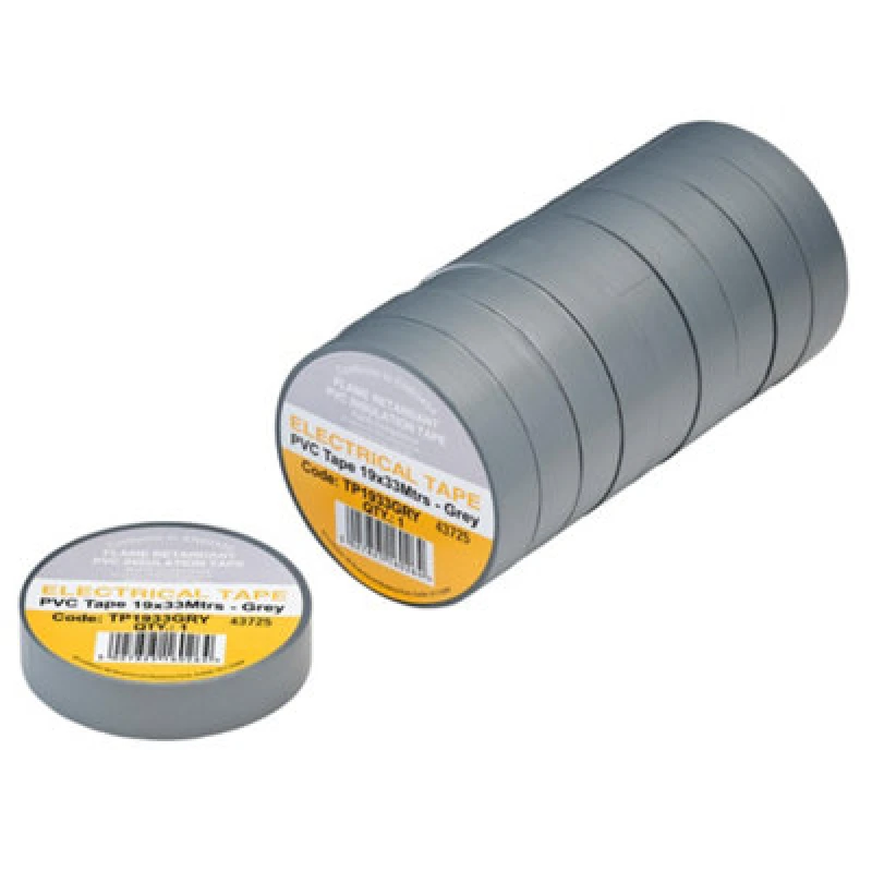 Image of Draper PVC Electrical Insulation Tape Pack of 10 Grey 19mm 33m TP1933GRY