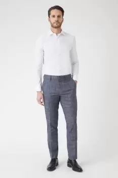 Image of Slim Fit Navy Textured Pow Check Suit Trousers
