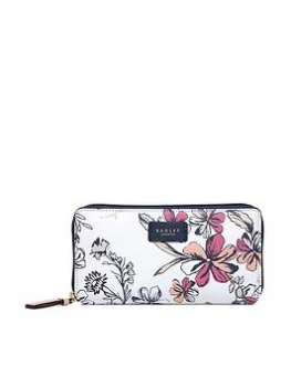 Image of Radley Sketchy Floral Large Zip Around Matinee Purse - Bright White