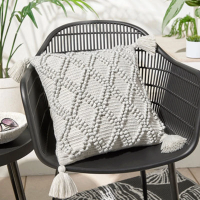 Image of Drift Alda Woven Outdoor Filled Cushion 43cm x 43cm Grey