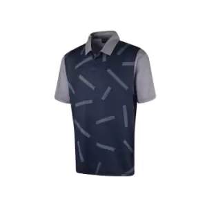 Image of Island Green Abstract Print Polo - Navy - L