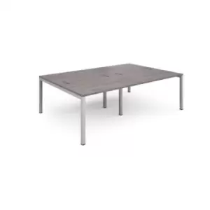 Image of Connex double back to back desks 2400mm x 1600mm - silver frame and grey oak top