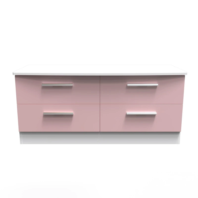 Image of Harrow 4 Drawer Bed Box In Kobe Pink & White (Ready Assembled)