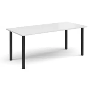 Image of Rectangular Black radial leg meeting table 1800mm x 800mm - white