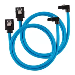 Image of Corsair 60cm Blue Premium Braided Sleeved 90° SATA Data Cable