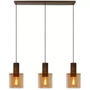 Image of Lucide TOLEDO - Bar Pendant Light - Ø20cm - 3xE27 - Amber