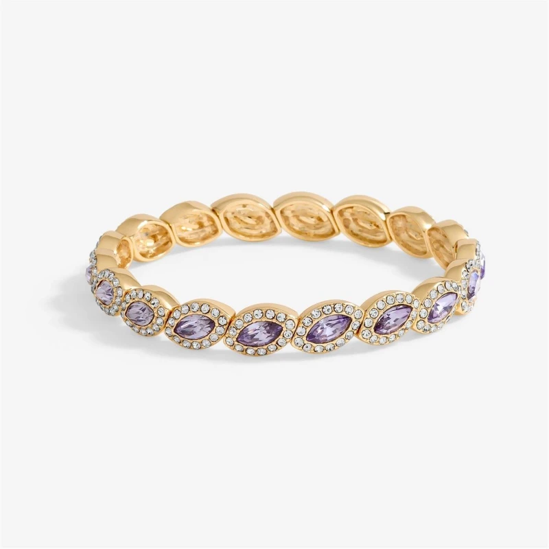 Image of Jon Richard Gold Plated And Lavender Navette Stretch Bracelet Gold