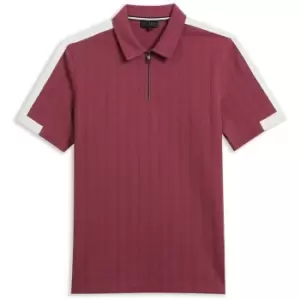 Image of Ted Baker Abloom Zip Polo Shirt Mens - Brown