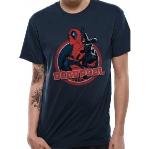 Image of Deadpool - Logo Point Mens Small T-Shirt - Blue
