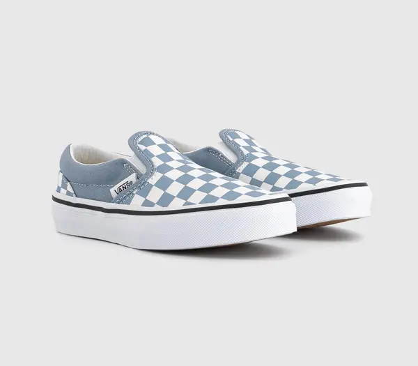 Image of Vans Classic Slip On Kids Color Theory Checkerboard Dusty Blue, 2