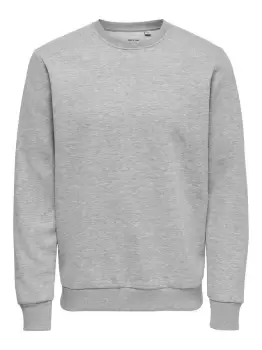 Image of ONLY & SONS Solid Colored Sweatshirt Men Grey