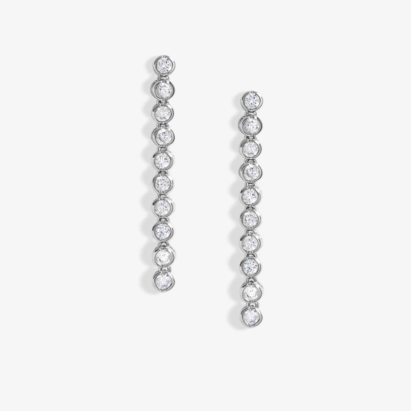 Image of Jon Richard Rhodium Plated Cubic Zirconia Tennis Earrings Silver