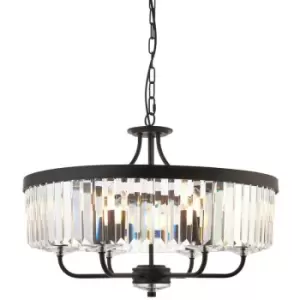 Image of Merano Ascoli Multi Arm Lamp Pendant Ceiling Lamp, Matt Black, Cut Glass
