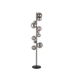 Image of Marshall Floor Lamp, 11 Light G9, Satin Nickel, Smoke Plated Glass