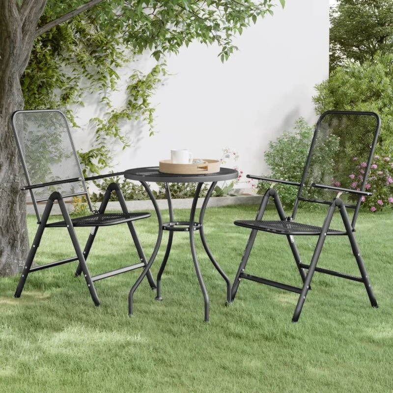 Image of VIDAXL Folding Garden Chairs 2 pcs Expanded Metal Mesh Anthracite Vidaxl 8720286677674