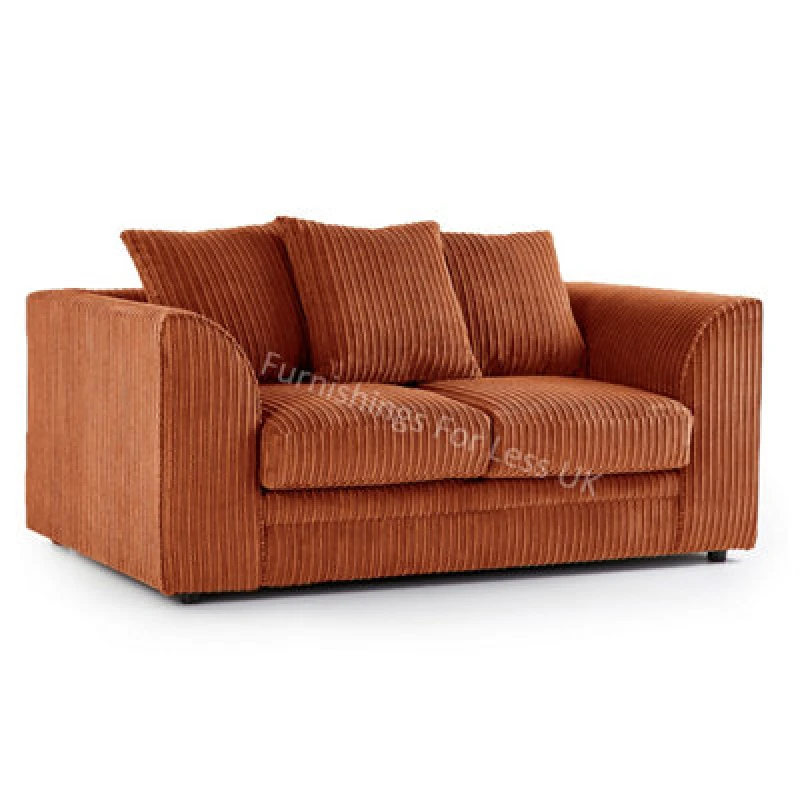 Image of Furnishings For Less UK Luxor Jumbo Cord Orange Fabric 2 Seater Sofa