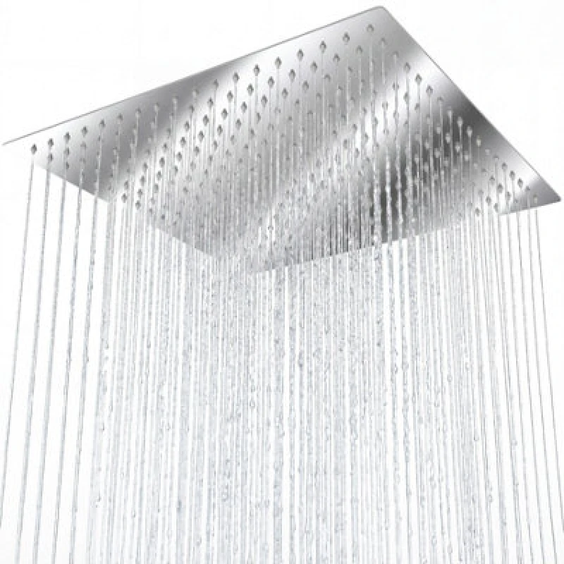 Image of Tectake Shower Head - Square Rain Shower With Ball Joint, Stainless Steel - Silver