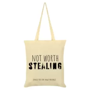 Image of Grindstore Not Worth Stealing...Unless You Like Doggy Poo Tote Bag (One Size) (Cream/Black)