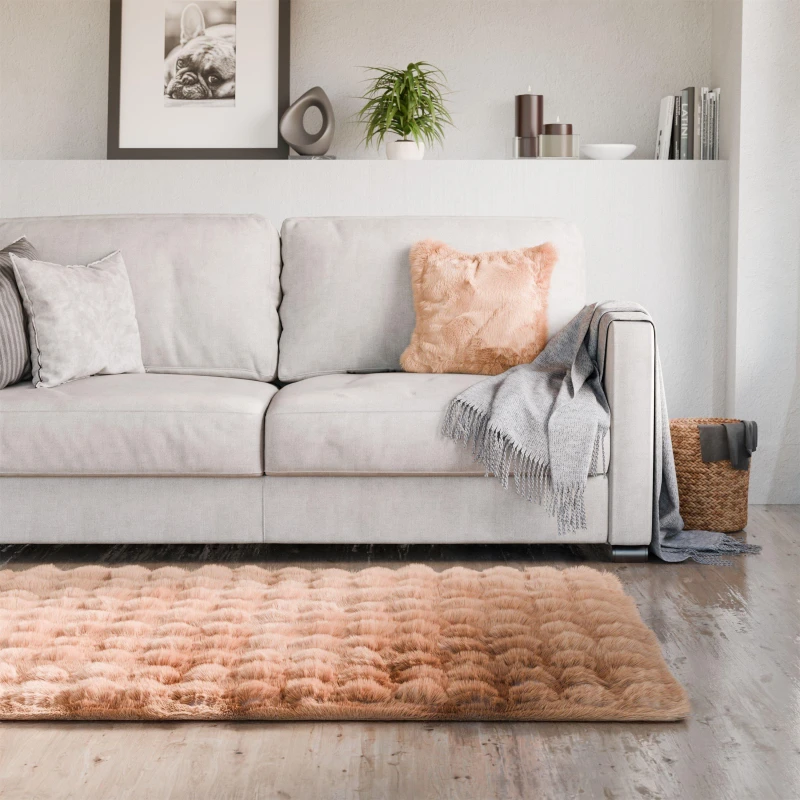 Image of Emma Barclay Fur Area Rug Plush Faux Rabbit Fur Delux Cappucciono unisex 80x150cm