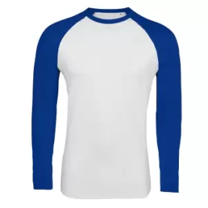 Image of SOLS Mens Funky Contrast Long Sleeve T-Shirt (M) (White/Royal Blue)