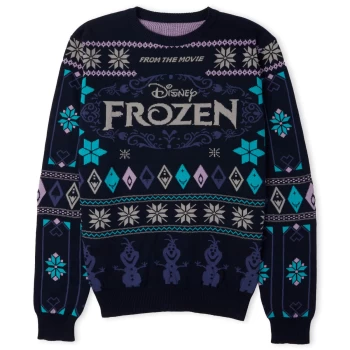 Image of Frozen Festive Knitted Jumper - Navy - M