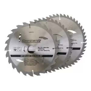 Image of Silverline TCT Circular Saw Blades 3pk 205 x 30 - 25, 18, 16mm Rings 408979