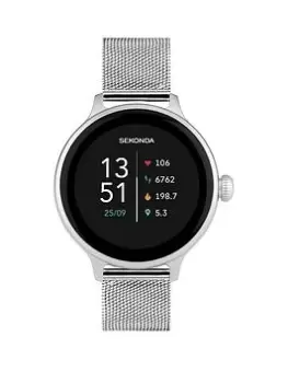 Image of Sekonda Womens Connect Silver Stainless Steel Mesh Bracelet Smartwatch