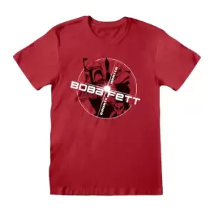 Image of Star Wars Unisex Adult Boba Fett T-Shirt (M) (Red)