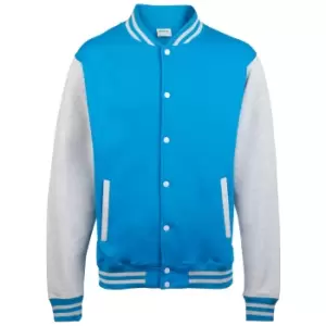 Image of Awdis Unisex Varsity Jacket (M) (Sapphire Blue/ Heather Grey)