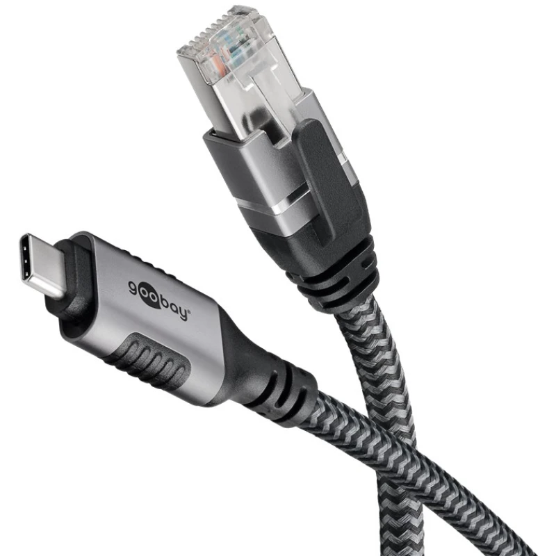 Image of Goobay 70699 cable gender changer USB C RJ-45 Black. Silver