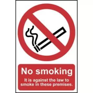 Image of No smoking It is against the law to smoke Sign - PVC 148x210mm