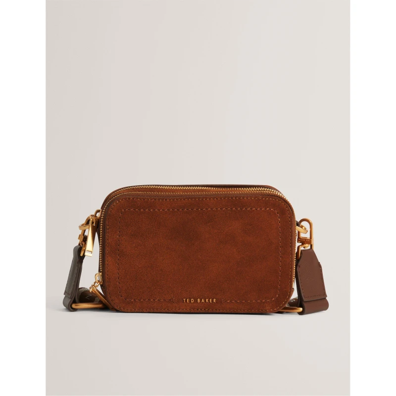 Image of Ted Baker Womens Suede Camera Crossbody Bag Brown female One Size