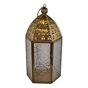 Image of Small Gold Metal Moroccan Style Kasbah Candle Lantern