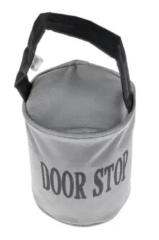 Image of Grey and Black Filled Fabric Door Stop with Handle