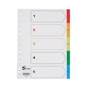 Image of Elite A4 Index 1 5 Polypropylene Multipunched Reinforced Multicolour